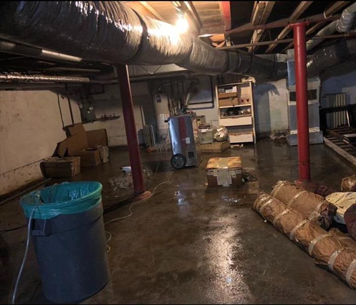 After photo of a flooded basement in Springfield, PA